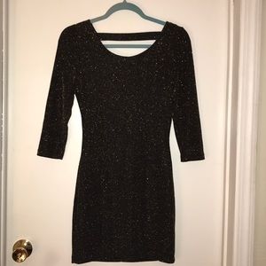 Gold and black mini dress